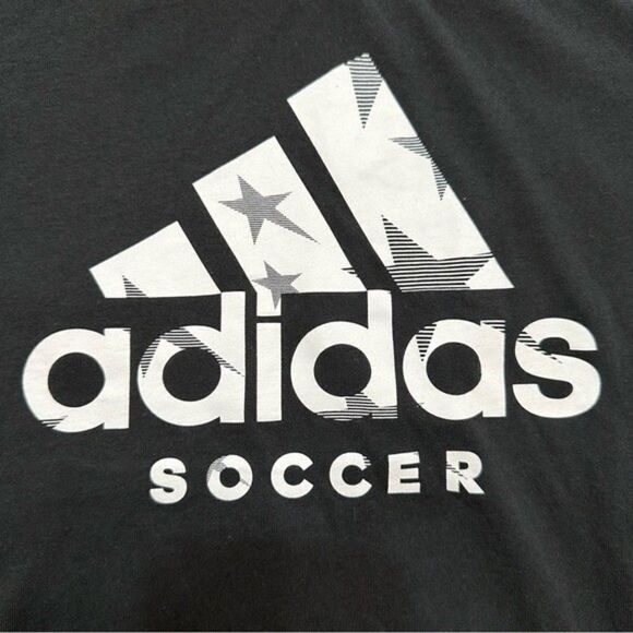 BOY'S ADIDAS SOCCER BLACK SHORT SLEEVE TEE LARGE - Picture 4 of 6